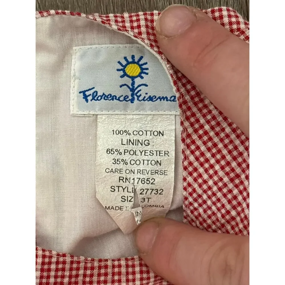Florence Eiseman Toddler 3T Red Gingham Flower Applique Top Boutique Classic​​